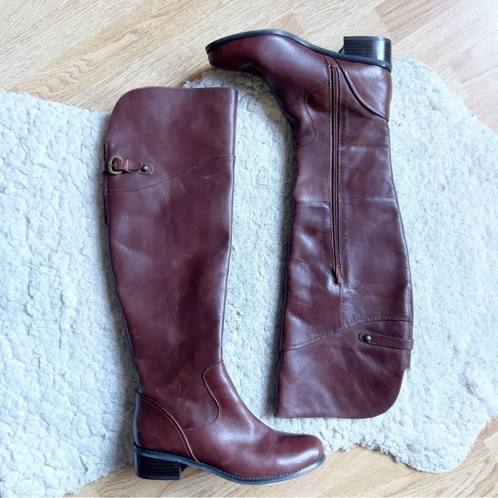 Matisse: "Sicoya"  Interior Zip Cognac Brown Leather Tall Riding Boots 8.5